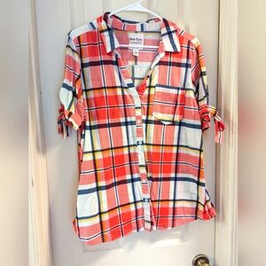 Short Sleeve Plaid Top